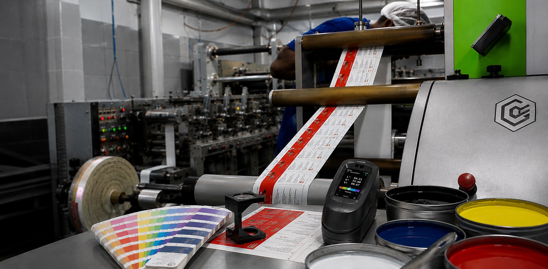 Controle técnico de tintas UV e LED em produção gráfica